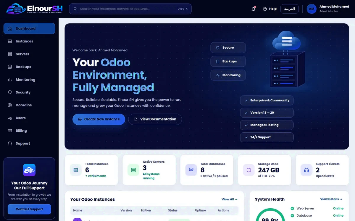 Elnour SH client dashboard